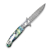 GT0214 Damascus Steel Folding Pocket Knife, 7.56in Overall 3.35in CNC Ground Blade, Ball Bearing Pivot, 3A Premium Color Shell Handle, 59-60HRC Hardness Lightweight 99g EDC Collectible Knife with Black Gift Box GT0214 Damascus Steel Folding Pocket Knife, 7.56in Overall 3.35in CNC Ground Blade, Ball Bearing Pivot, 3A Premium Color Shell Handle, 59-60HRC Hardness Lightweight 99g EDC Collectible Knife with Black Gift Box