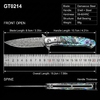 GT0214 Damascus Steel Folding Pocket Knife, 7.56in Overall 3.35in CNC Ground Blade, Ball Bearing Pivot, 3A Premium Color Shell Handle, 59-60HRC Hardness Lightweight 99g EDC Collectible Knife with Black Gift Box GT0214 Damascus Steel Folding Pocket Knife, 7.56in Overall 3.35in CNC Ground Blade, Ball Bearing Pivot, 3A Premium Color Shell Handle, 59-60HRC Hardness Lightweight 99g EDC Collectible Knife with Black Gift Box