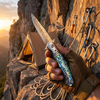 GT0214 EDC Folding Knife, Copper Damascus Blade with VG10 Core, 59~60HRC Hardness, Brass Shell Handle Outdoor Pocket Knife GT0214 EDC Folding Knife, Copper Damascus Blade with VG10 Core, 59~60HRC Hardness, Brass Shell Handle Outdoor Pocket Knife