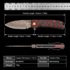 GT-DM044-2 VG10 Copper Damascus Folding Knife Carbon Fiber Handle Ball Bearing EDC Pocket Knife 58-59HRC