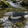 Tunafire Knife GT-T0065 Stonewashed D2 Steel Folding Pocket Knife, Button Lock G10 Handle 59-60HRC Lightweight EDC Outdoor Carry Utility Knife