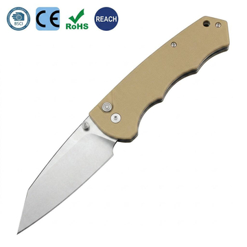 GT-T0065 Compact EDC Folding Knife, D2 Blade G10 Handle Button Lock Outdoor Utility Pocket Knife