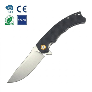 GT-T0064 Ball Bearing Pocket Folding Knife, D2 Steel Stone Wash G10 Handle Utility Tool For Hiking Camping Backpacking