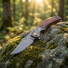 Tunafire Knife Damascus blade Wood Handle Ball Bearing Flipper knife Durable defense Cutter Tool Tunafire Knife Damascus blade Wood Handle Ball Bearing Flipper knife Durable defense Cutter Tool
