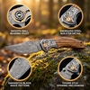 GT-DM052 Damascus Blade Pocket Knife, Carved Steel Head Zebra Wood Handle Outdoor Portable Folding Knife GT-DM052 Damascus Blade Pocket Knife, Carved Steel Head Zebra Wood Handle Outdoor Portable Folding Knife