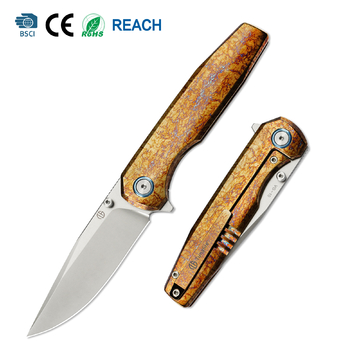 Tunafire Knife VG10 Steel Folding Pocket Knife GT‑T0071‑2, Titanium Anodized Handle Ball Bearing EDC Tool