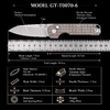 GT-T0070-6 Portable EDC Folding Knife Sharp VG10 Blade Titanium Alloy Handle Outdoor Tactical  Survival Tool