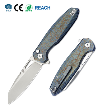 Tunafire knife GT-T0044-5 Titanium Alloy Button Lock Folding Knife VG10 BLADE Camping Hunting Pocket Knife