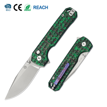 Tunafire Knife GT‑T0073‑7 VG‑10 Folding Knife, Carbon Fiber Handle Ball Bearing Stonewashed EDC Pocket Knife