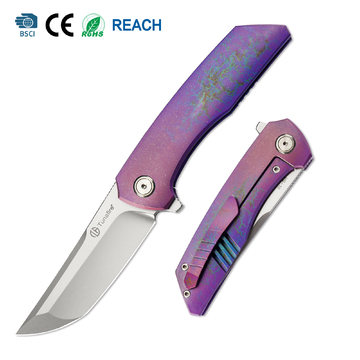 Tunafire GT-T0075 EDC Folding Knife VG10 Stainless Steel Blade Titanium Handle Ceramic Ball Bearing Outdoor Knife