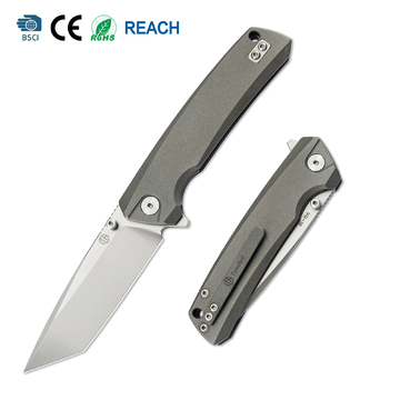 Tunafire Knife GT-T0077 VG10 Steel Folding Pocket Knife, Gray Titanium alloy Handle Ceramic Bearing EDC Utility Knife