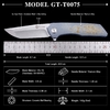 GT-T0075 EDC Folding Knife, VG-10 Blade 59-60HRC Titanium Alloy Handle Pocket Knife with Ceramic Ball Bearing for Outdoor Collection GT-T0075 EDC Folding Knife, VG-10 Blade 59-60HRC Titanium Alloy Handle Pocket Knife with Ceramic Ball Bearing for Outdoor Collection