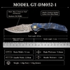 Folding Knife 3.07" Yellow brass Damascus steel Blade Blue Carbon fiber Flipper Knife Outdoor Survival Tool Folding Knife 3.07" Yellow brass Damascus steel Blade Blue Carbon fiber Flipper Knife Outdoor Survival Tool