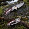 Tunafire Knife Damascus blade Wood Handle Ball Bearing Flipper knife Durable defense Cutter Tool Tunafire Knife Damascus blade Wood Handle Ball Bearing Flipper knife Durable defense Cutter Tool