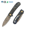 GT-DM044-2 VG10 Copper Damascus Folding Knife Carbon Fiber Handle Ball Bearing EDC Pocket Knife 58-59HRC