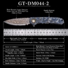 GT-DM044-2 VG10 Copper Damascus Folding Knife Carbon Fiber Handle Ball Bearing EDC Pocket Knife 58-59HRC