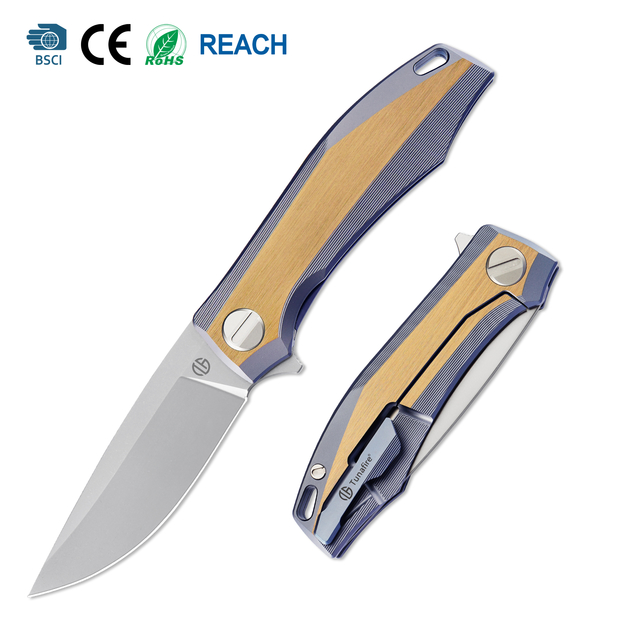 RKMP Portable Pocket Folding Knife M390 58-60HRC DLC Coated Blade Titanium Handle