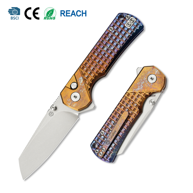 Tunafire knife M390 Steel Blade Titanium Handle Outdoor Camping Survival Hunting Folding Knife EDC  Tool