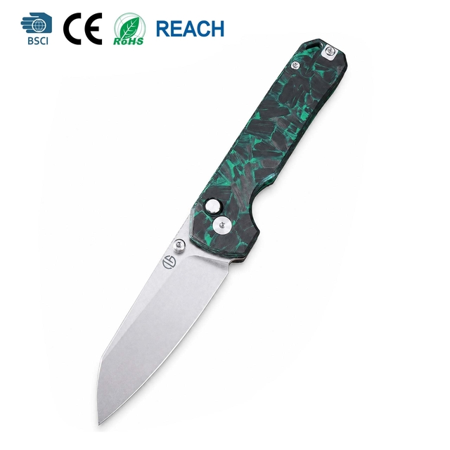 Tunaifire GT-T0070-3 VG10 Folding Knife | Luminous Carbon Fiber Handle, Stone Wash, Smooth Ball Bearing