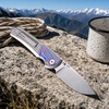 Tunafire GT-T0082 Knives| 3.15''|M390 Button Lock Folding Knife, Titanium Handle with Zirconium Inlay, Stonewashed Pocket Knife for EDC Tunafire GT-T0082 Knives| 3.15''|M390 Button Lock Folding Knife, Titanium Handle with Zirconium Inlay, Stonewashed Pocket Knife for EDC