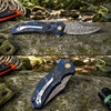 Folding Knife 3.07" Yellow brass Damascus steel Blade Blue Carbon fiber Flipper Knife Outdoor Survival Tool Folding Knife 3.07" Yellow brass Damascus steel Blade Blue Carbon fiber Flipper Knife Outdoor Survival Tool