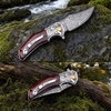 Tunafire Knife Damascus blade Wood Handle Ball Bearing Flipper knife Durable defense Cutter Tool Tunafire Knife Damascus blade Wood Handle Ball Bearing Flipper knife Durable defense Cutter Tool