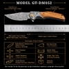 GT-DM052 Damascus Blade Pocket Knife, Carved Steel Head Zebra Wood Handle Outdoor Portable Folding Knife GT-DM052 Damascus Blade Pocket Knife, Carved Steel Head Zebra Wood Handle Outdoor Portable Folding Knife