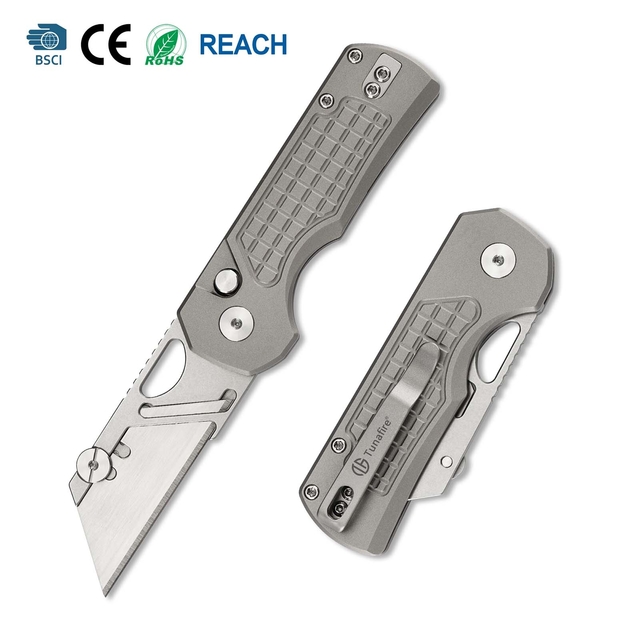 Mini folding utility knife  Carbon steel Blade Titanium alloy Handle Outdoor EDC Tool