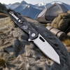 Blue Carbon Fiber Button Lock Folding Knife Triple Steel 60HRC EDC Pocket Knife GT-T0044-6 Blue Carbon Fiber Button Lock Folding Knife Triple Steel 60HRC EDC Pocket Knife GT-T0044-6