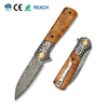 Premium GT-DM050 Damascus Steel EDC Pocket Folding Knife, 7.87 Inch Overall Length, Decorative Steel Pommel Shadow Wood Handle, Collection & Outdoor