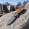 Premium GT-DM050 Damascus Steel EDC Pocket Folding Knife, 7.87 Inch Overall Length, Decorative Steel Pommel Shadow Wood Handle, Collection & Outdoor