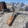 Premium GT-DM050 Damascus Steel EDC Pocket Folding Knife, 7.87 Inch Overall Length, Decorative Steel Pommel Shadow Wood Handle, Collection & Outdoor