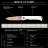 Tunafire Knife 3.19" Copper Damascus Folding Knife VG10 Core Bull Bone Handle Ball Bearing EDC Pocket Knife GT-DM035
