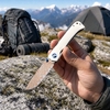 Tunafire Knife 3.19" Copper Damascus Folding Knife VG10 Core Bull Bone Handle Ball Bearing EDC Pocket Knife GT-DM035