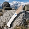 Tunafire Knife 3.19" Copper Damascus Folding Knife VG10 Core Bull Bone Handle Ball Bearing EDC Pocket Knife GT-DM035