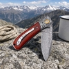 Damascus Folding Knife Yellow Rosewood Handle Flipper Knife Outdooe EDC Camping Pocket Tool CollectibleKnife Damascus Folding Knife Yellow Rosewood Handle Flipper Knife Outdooe EDC Camping Pocket Tool CollectibleKnife