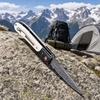 Tunafire FR-DM044-1 Knife Damascus Blade Cow bone Handle with Pocket Clip Outdoor EDC Knives