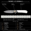 Tunafire FR-DM044-1 Knife Damascus Blade Cow bone Handle with Pocket Clip Outdoor EDC Knives