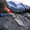 Tunafire GT-DM003 Knife 76-layer Damascus steel blade Walnut wood + CNC engraved steel tip Handle Ball bearing Flipper Knife Tunafire GT-DM003 Knife 76-layer Damascus steel blade Walnut wood + CNC engraved steel tip Handle Ball bearing Flipper Knife
