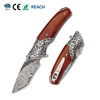 Tunafire GT-DM003 Knife 76-layer Damascus steel blade Walnut wood + CNC engraved steel tip Handle Ball bearing Flipper Knife Tunafire GT-DM003 Knife 76-layer Damascus steel blade Walnut wood + CNC engraved steel tip Handle Ball bearing Flipper Knife