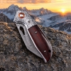 Tunafire GT-989 Folding Knife, 76-Layer Damascus Steel Pocket Knife, rosewood Handle, Built-in Bearing EDC Knife Tunafire GT-989 Folding Knife, 76-Layer Damascus Steel Pocket Knife, rosewood Handle, Built-in Bearing EDC Knife