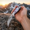Tunafire Folding Knife 3" Damascus steel Blade Colored Beads Handle Knife Outdoor EDC Tool