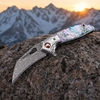 Tunafire Folding Knife 3" Damascus steel Blade Colored Beads Handle Knife Outdoor EDC Tool