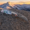 Tunafire Folding Knife 3" Damascus steel Blade Colored Beads Handle Knife Outdoor EDC Tool