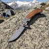 Ball Bearing Damascus Pocket Knife GT-DM029, Zebra Wood Handle Outdoor Carry Knife Tunafire GT-DM029 Ball Bearing Damascus Pocket Knife GT-DM029, Zebra Wood Handle Outdoor Carry Knife Tunafire GT-DM029
