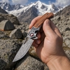 Ball Bearing Damascus Pocket Knife GT-DM029, Zebra Wood Handle Outdoor Carry Knife Tunafire GT-DM029 Ball Bearing Damascus Pocket Knife GT-DM029, Zebra Wood Handle Outdoor Carry Knife Tunafire GT-DM029