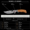 Ball Bearing Damascus Pocket Knife GT-DM029, Zebra Wood Handle Outdoor Carry Knife Tunafire GT-DM029 Ball Bearing Damascus Pocket Knife GT-DM029, Zebra Wood Handle Outdoor Carry Knife Tunafire GT-DM029