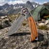 Ball Bearing Damascus Pocket Knife GT-DM029, Zebra Wood Handle Outdoor Carry Knife Tunafire GT-DM029 Ball Bearing Damascus Pocket Knife GT-DM029, Zebra Wood Handle Outdoor Carry Knife Tunafire GT-DM029