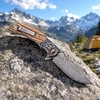 Ball Bearing Damascus Pocket Knife GT-DM029, Zebra Wood Handle Outdoor Carry Knife Tunafire GT-DM029 Ball Bearing Damascus Pocket Knife GT-DM029, Zebra Wood Handle Outdoor Carry Knife Tunafire GT-DM029