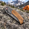 Ball Bearing Damascus Pocket Knife GT-DM029, Zebra Wood Handle Outdoor Carry Knife Tunafire GT-DM029 Ball Bearing Damascus Pocket Knife GT-DM029, Zebra Wood Handle Outdoor Carry Knife Tunafire GT-DM029